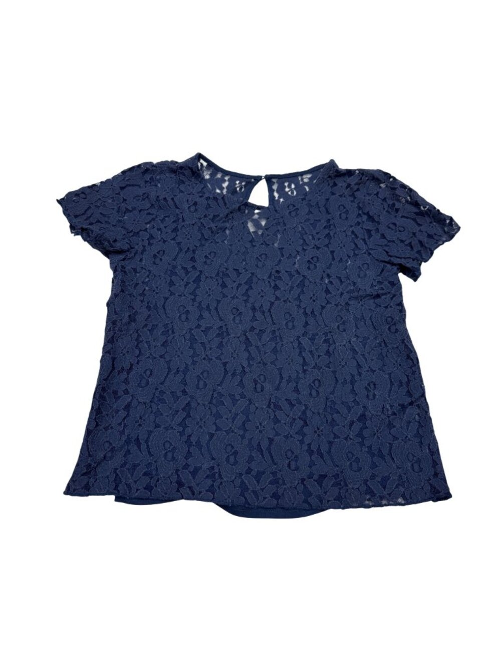 Abercrombie & Fitch Women's Navy Blue Floral Lace SS Blouse Top, Size XS